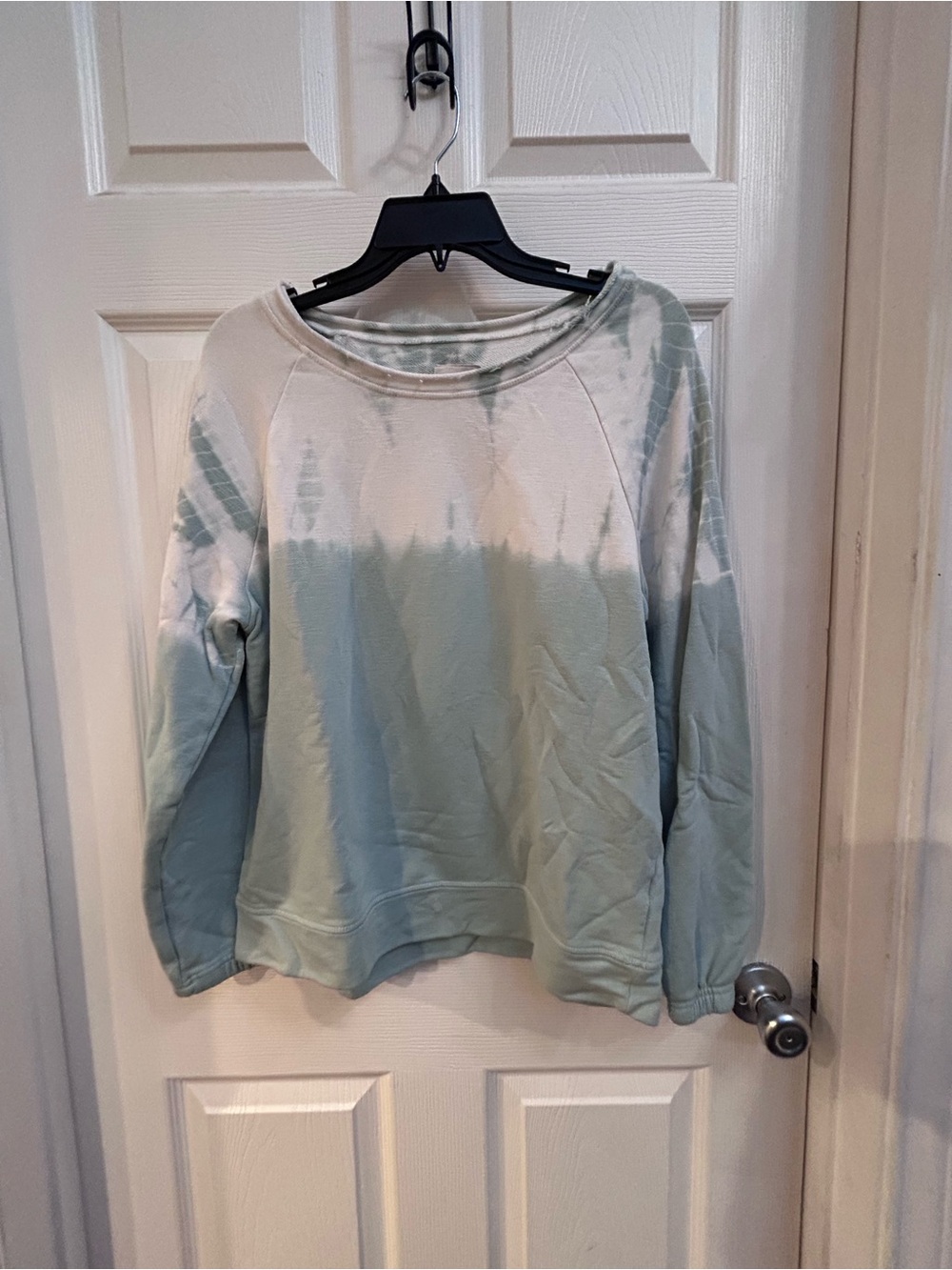 Chaser Women's Tie-Dye Crewneck Sweatshirt in Seaglass Green and White